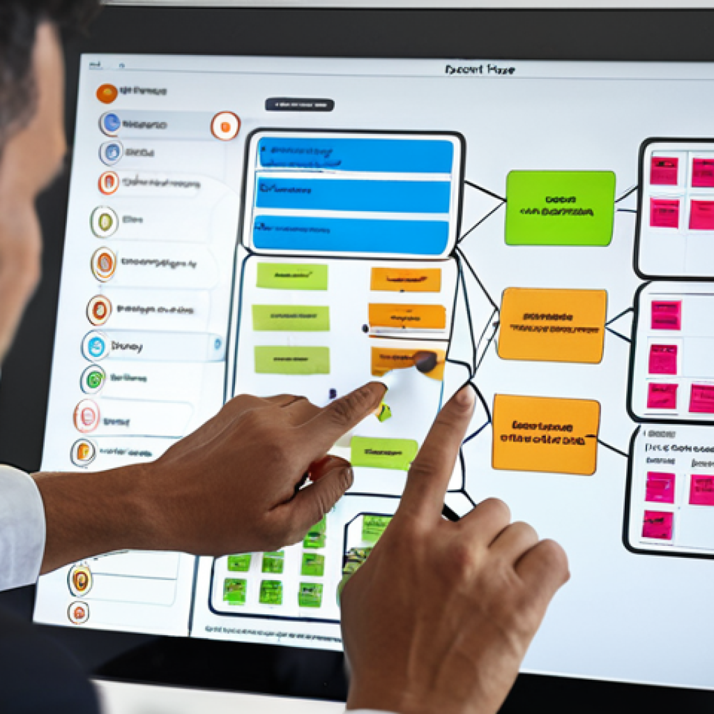 **

A focused professional in a modern office setting, utilizing a mind map or decision matrix on a digital tablet. The background shows blurred colleagues brainstorming. The overall feel is efficiency and strategic problem-solving.

**
