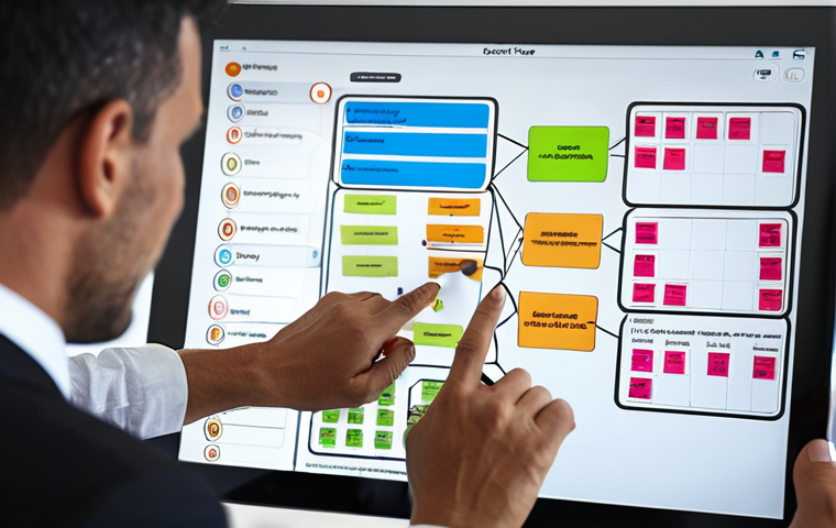 **
A focused professional in a modern office setting, utilizing a mind map or decision matrix on a digital tablet. The background shows blurred colleagues brainstorming. The overall feel is efficiency and strategic problem-solving.
**